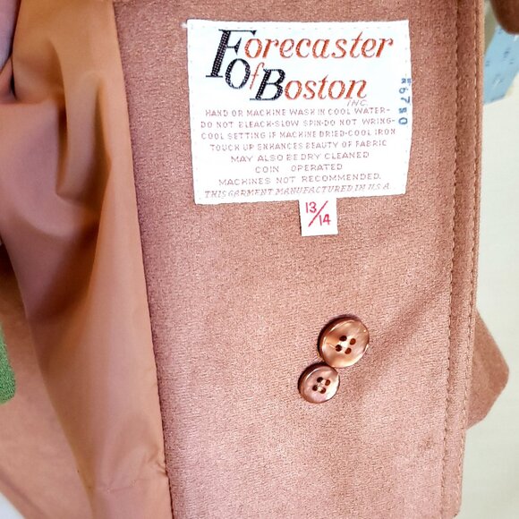 VINTAGE NWT Union Made Retro • Forecaster Of Boston • Long Mauve Coat Size 13/14 - Picture 5 of 11